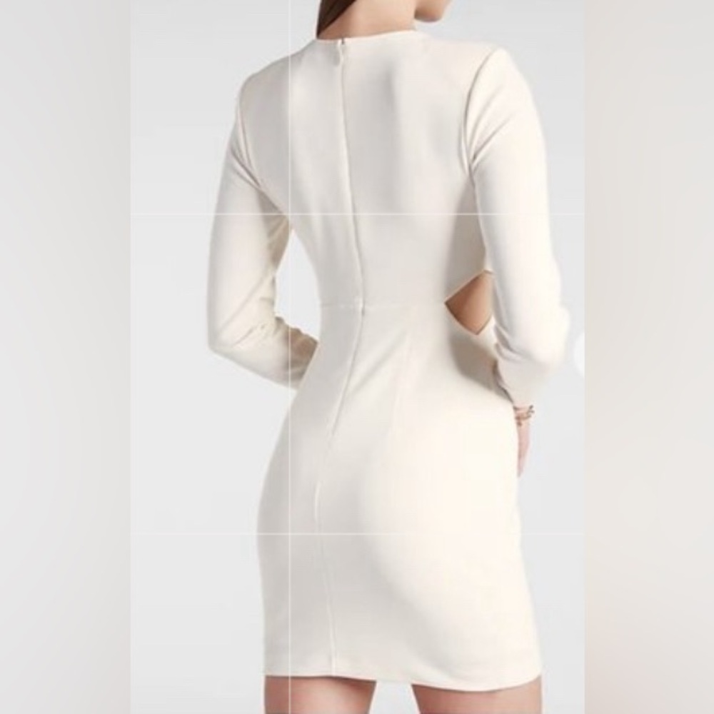EXPRESS Elegant Long Sleeve Mini Dress With Side Cut Outs Size Large - Picture 4 of 8
